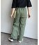 膝ステッチ切替フレアツイルパンツ