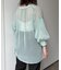 23肩プリーツ袖ボリュームシアーブラウス