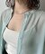 23肩プリーツ袖ボリュームシアーブラウス