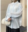 袖ボタンスリットシアーシャツ