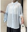 袖ボタンスリットシアーシャツ