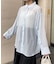 袖ボタンスリットシアーシャツ