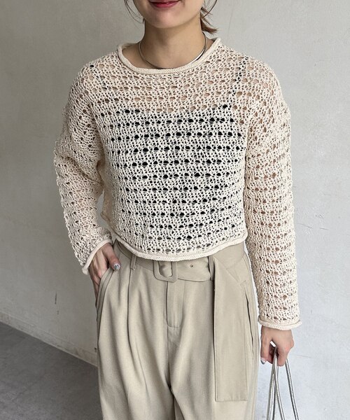 ルーズスラブメッシュニットプルオーバー サイズ3 Loose slub mesh