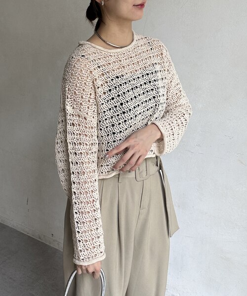 スラブメッシュニットプルオーバー｜パルグループアウトレットの