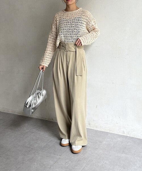 soerte ルーズスラブメッシュニットプルオーバー　サイズ3 Loose slub mesh knit pullover / ルーズスラブメッシュニット