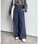 ピンストライプベルト付きタックパンツ