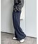 ピンストライプベルト付きタックパンツ