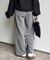 ピンストライプベルト付きタックパンツ