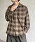 【ユニセックス】起毛オンブレチェック開襟シャツ