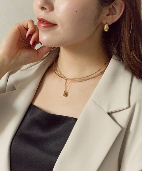 Mayu企画】レイヤードドロップチョーカー(サージカルステンレス