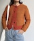 ネパールコンチョボタンオレンジボーダーカーディガン
