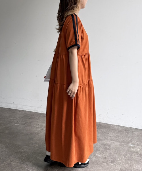 美品✨USポロアッスン ティアードジャージーワンピース マキシ丈 ゆったり F 美品✨USポロアッスン ティアードジャージーワンピース マキシ丈