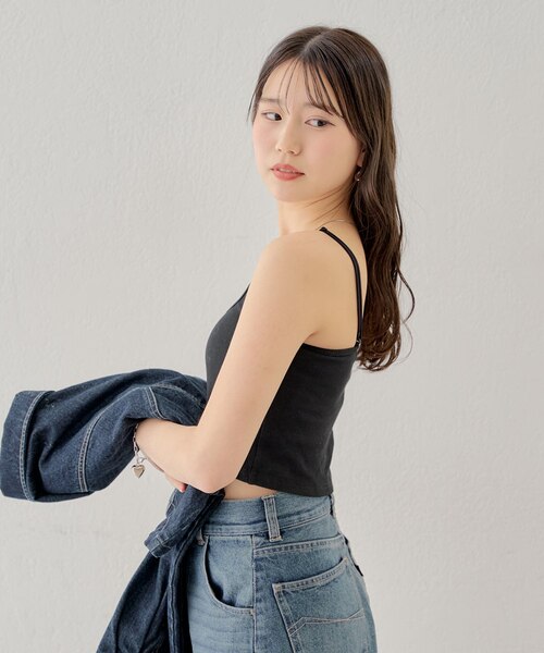 早い者勝ちです❣️サイクリングパット付　レディースMブラック Chico】ロゴ刺?パット付きキャミ｜パルグループアウトレットの