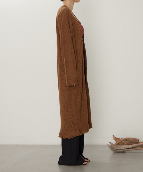 PALLAS PALACE ブラウン ロングカーディガン パラスパレス Pallas Palace カーディガン キーネック 長袖 3 L