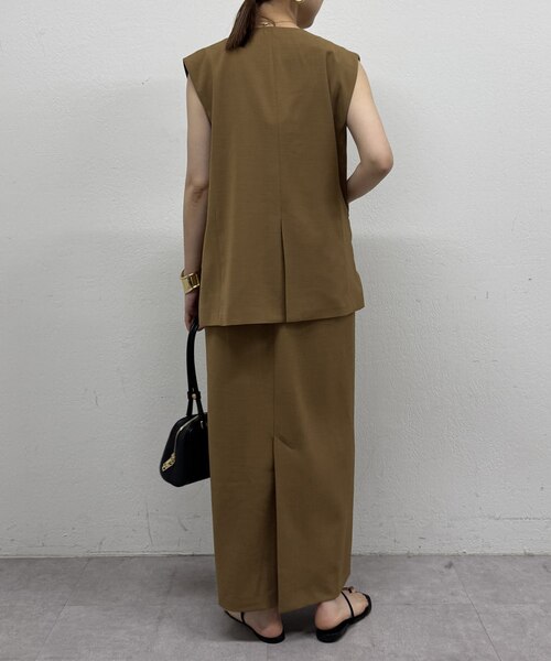 Loungedress　ラウンジドレス　ベスト　リネンライク　ノーカラーベスト Loungedress ラウンジドレス ベスト リネンライク ノーカラー