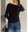 アシメネックボタンリブニット