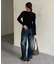 アシメネックボタンリブニット