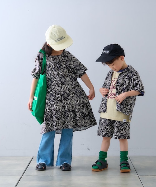 カネコイサオ♥チューリップ柄ワンピース＆カーディガン＆バッグ 3点セット CIAOPANIC TYPY】【KIDS】アフリカンバティック柄ワンピース