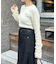 袖シャーリングロゴ刺繍リブニット