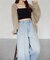 【Yuna企画】ハイウエストタックワイドデニムパンツ