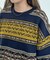 レトロボーダージャガードニットプルオーバー