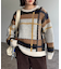 チェックシャギーステッチニット