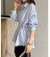 ウエストベルトストライプシャツ