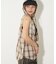 【WHO'S WHO gallery】チェックノースリーブフードシャツ