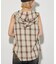 【WHO'S WHO gallery】チェックノースリーブフードシャツ