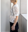 【WHO'S WHO gallery】パフスリーブレースVネック半袖ブラウス