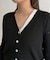 配色Vネックリブカーディガン