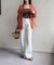 ラメワッシャー袖シャーリングシアーシャツ