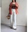 ラメワッシャー袖シャーリングシアーシャツ