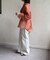 ラメワッシャー袖シャーリングシアーシャツ