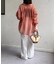 ラメワッシャー袖シャーリングシアーシャツ
