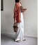 ラメワッシャー袖シャーリングシアーシャツ