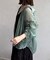 ラメワッシャー袖シャーリングシアーシャツ