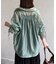 ラメワッシャー袖シャーリングシアーシャツ