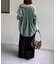 ラメワッシャー袖シャーリングシアーシャツ