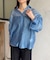 ラメワッシャー袖シャーリングシアーシャツ