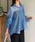 ラメワッシャー袖シャーリングシアーシャツ