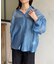 ラメワッシャー袖シャーリングシアーシャツ
