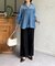 ラメワッシャー袖シャーリングシアーシャツ