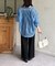 ラメワッシャー袖シャーリングシアーシャツ