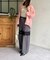 ラメワッシャー袖シャーリングシアーシャツ