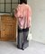 ラメワッシャー袖シャーリングシアーシャツ