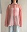 ラメワッシャー袖シャーリングシアーシャツ