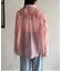 ラメワッシャー袖シャーリングシアーシャツ
