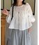 楊柳リボンシャーリングシアーブラウス
