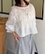 楊柳リボンシャーリングシアーブラウス